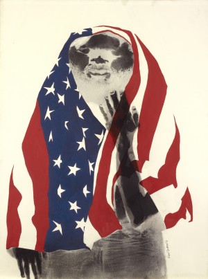 David Hammons. "America the Beautiful, 1968. Lithograph and body print. 39 x 29 1/2 in. (99.1 x 74.9cm).