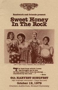 1979 - 6th anniversary poster w Tulani Jordan, Yasmeen Williams, Evelyn Harris, and Bernice Reagon